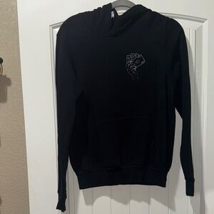 Black Womens Hoodie with Playing Cards Design
